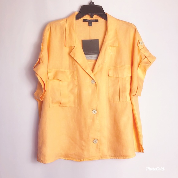 Marc New York Linen Short Sleeve Orange Shirt. Size XL. Classy - Picture 7 of 8